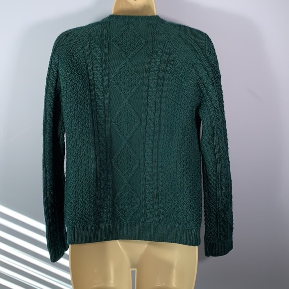 Woolovers button up emerald green cable knit wool cardigan sweater size small - Picture 3 of 8